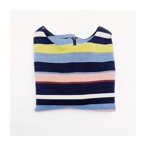 Halogen Striped Short Sleeve Peplum Ruffled Hem Top SZ S